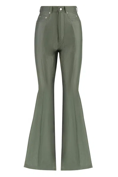 Rick Owens Bolan Linen Blend Trousers In Green