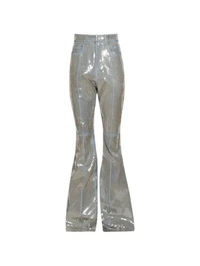 Rick Owens Bolan Sequin Bootcut Jeans In Gray