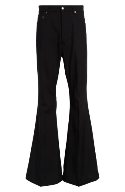 Rick Owens 'bolan' Black Bootcut Pants In Stretch Cotton Man