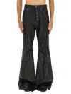 Rick Owens Flared Full Length Trousers With Belt Loops In Black