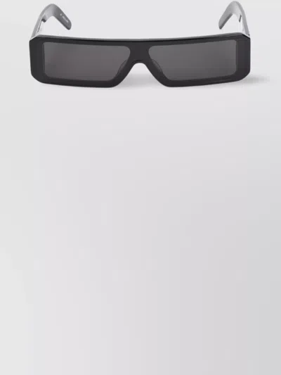 Rick Owens Bold Rectangular Sunglasses With Three-dot Temples In Black