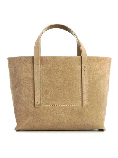 Rick Owens Suede Mini Shopper In Sand