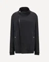 Rick Owens Anthem Jacket With Rounded Funnel Neck And Off-centre Zipper In Black