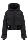 Rick Owens Black Down Jacket With Crop Design And Fixed Hood In Tech Fabric Woman In Black
