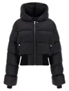 Rick Owens Black Down Jacket With Crop Design And Fixed Hood In Tech Fabric Woman In Black