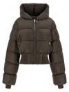 Rick Owens Brown Down Jacket With Crop Design And Fixed Hood In Tech Fabric Woman In Gray