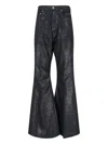 Rick Owens Bootcut Jeans With Metallic Finish And Flared Silhouette In Black