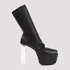 Rick Owens Minimal Gril Stretch High Heels Ankle Boots In Black Leather