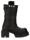 Rick Owens Block Heel Mid-calf Leather Boots In Black