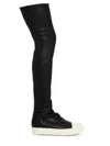 Rick Owens Black Knee-high Sneakers With Platform In Leather Woman In Black