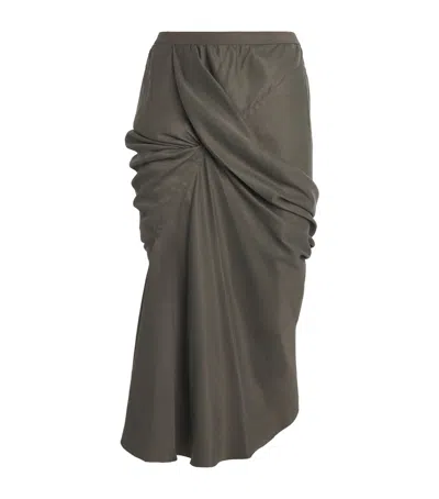 Rick Owens Bosco Draped Midi Skirt In Green