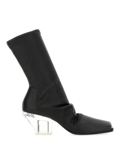Rick Owens Stretch Leather Ankle Boots In Black