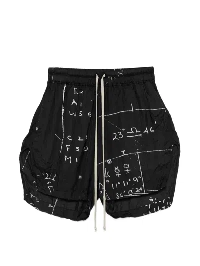 Rick Owens Boxer Shorts With Drawstring Waist And Slits In Black