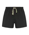Rick Owens Elastic Waistband Swim Shorts With Side Pockets In Black