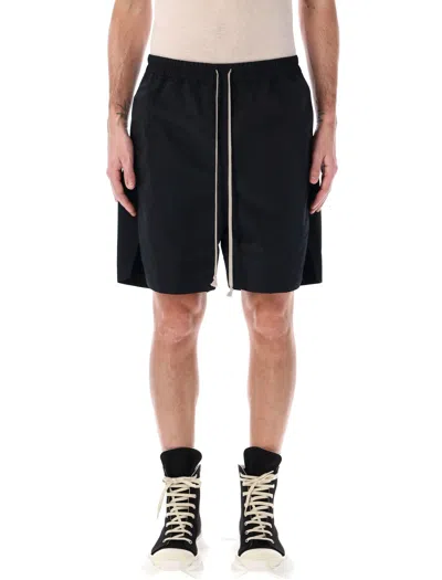 Rick Owens Mens Black Drawstring-waistband Mid-rise Stretch-cotton Shorts