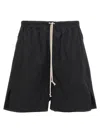 Rick Owens Drawstring Split Cotton Shorts In Black