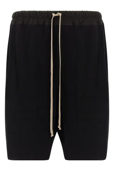 Rick Owens Boxer Style Bermuda Shorts Relaxed Cut In Black