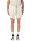 Rick Owens Above-knee Boxers With Elasticized Waistband And Beveled Splits In Dinge