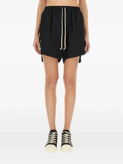 Rick Owens Boxers Drawstring Side-slit Shorts In Black