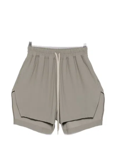 Rick Owens Boxers Drawstring Side-slit Shorts In Gray