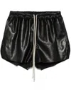 Rick Owens Black Hollywood Boxers Leather Shorts In Black