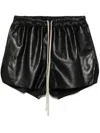 Rick Owens Black Hollywood Boxers Leather Shorts In Black