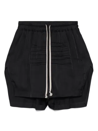 Rick Owens Silk Satin Boxer Shorts In Black