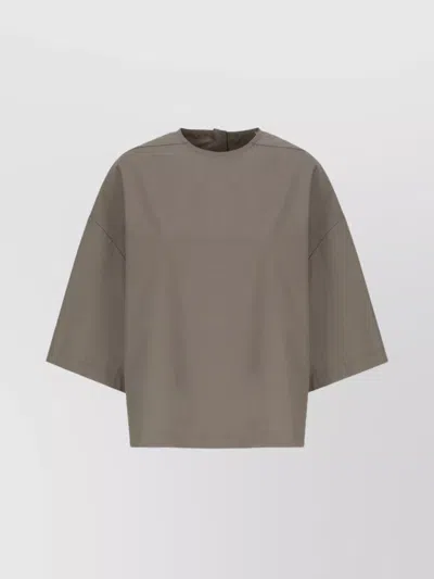 Rick Owens Boxy Silhouette Round Neck Button T-shirt In Gray