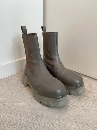 Pre-owned Rick Owens Bozo Beetle Tractor Boots In Dust Grey
