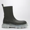 Rick Owens Dark Green Tractor Ankle Boots With Elastic Gussets In Green