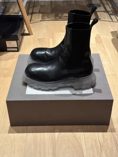Pre-owned Rick Owens | Bozo Tractor Boots - Translucent Sole In Black