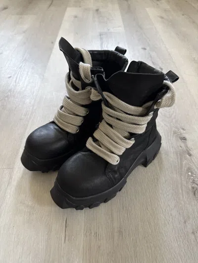 Pre-owned Rick Owens Bozo Tractor Jumbo Laced Boots In Black