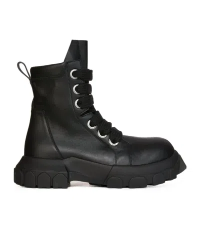 Rick Owens Chunky Lace-up Leather Boots With Tractor Sole In Black