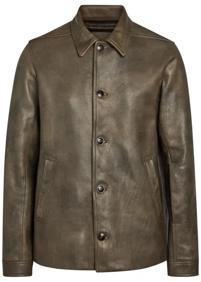 Rick Owens Brad Grained Leather Jacket In Multi