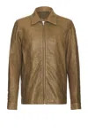 Rick Owens Leather Jacket In Bean
