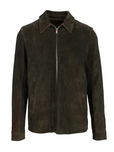 Rick Owens Brad Jacket Crosta Cow Leather Zip Jacket Jackets Brown