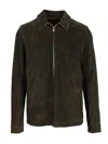 Rick Owens Brad Jacket Crosta Cow Leather Zip Jacket Jackets Brown In Green