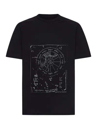 Rick Owens Brad T Crew Neck Cotton T-shirt With Print In Black