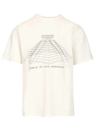 Rick Owens Brad T Short Sleeve With Temple Of Love Print T-shirt White