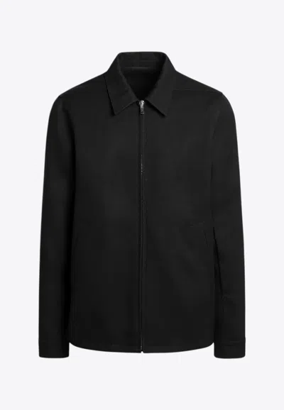 Rick Owens Brad Zip-up Shirt Jacket With Strap In Black