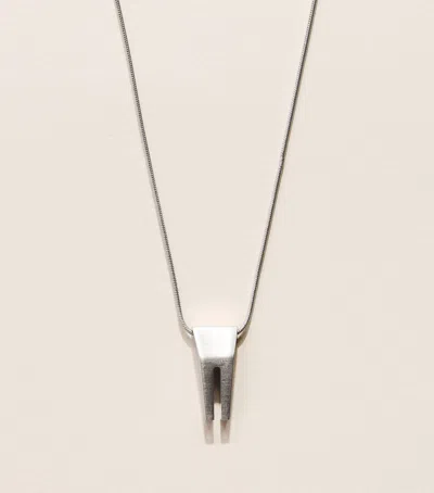 Rick Owens Brass Mini Open Trunk Necklace In Silver