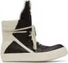 Rick Owens Black & Off-white Hollywood Geobasket Sneakers In 1411 Mahogany/milk/m