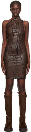 Rick Owens Brown Athena Denim Minidress In 04 Brown