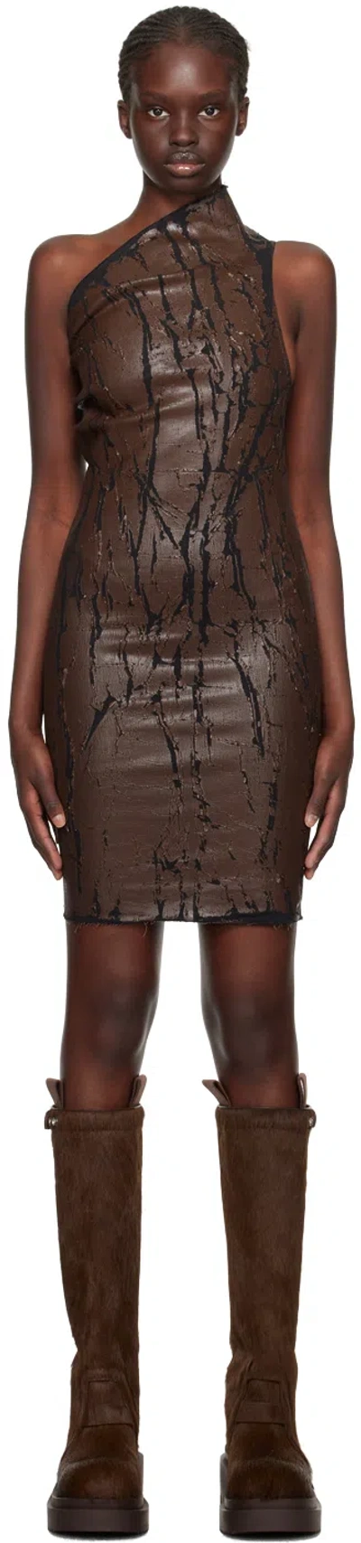 Rick Owens Brown Athena Denim Minidress In 04 Brown