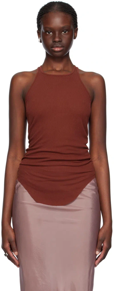 Rick Owens Brown Basic Rib Tank Top In 73 Henna