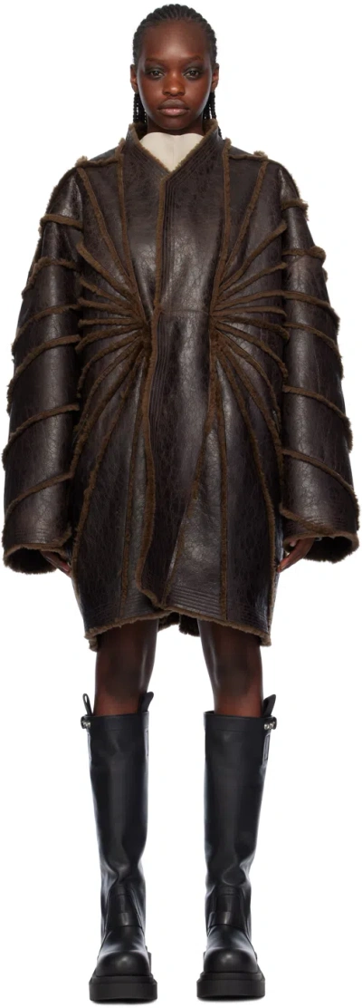 Rick Owens Brown Beach Reversible Shearling Jacket In 04 Brown