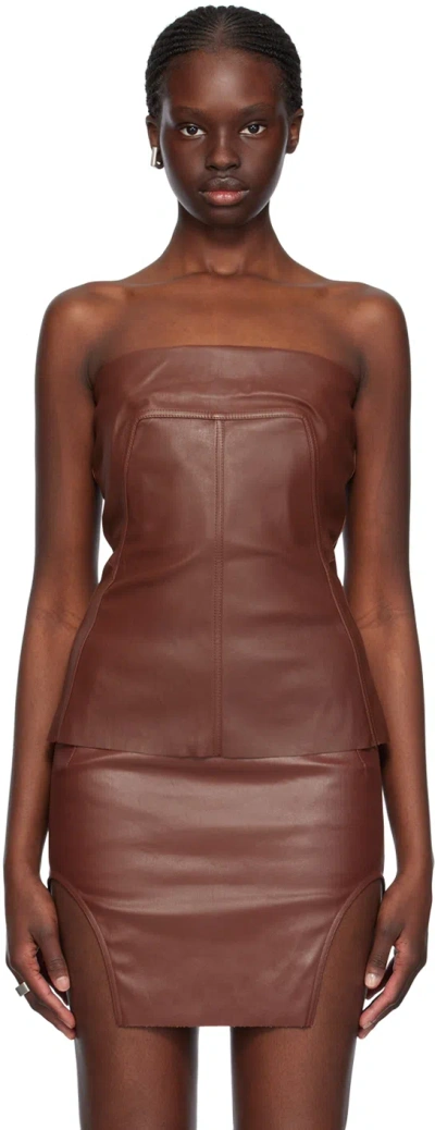 Rick Owens Brown Bustier Tank Top In 73 Henna