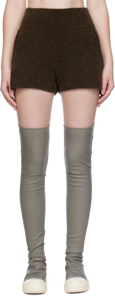 Rick Owens Brown Concordians Alpaca Knit Shorts