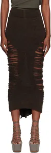 Rick Owens Brown Concordians Calf Dauphine Midi Skirt In Brown