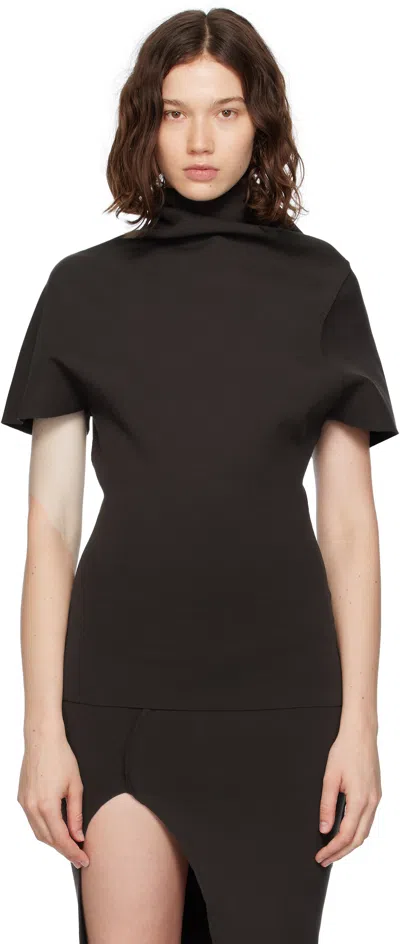 Rick Owens Brown Concordians Draped Top